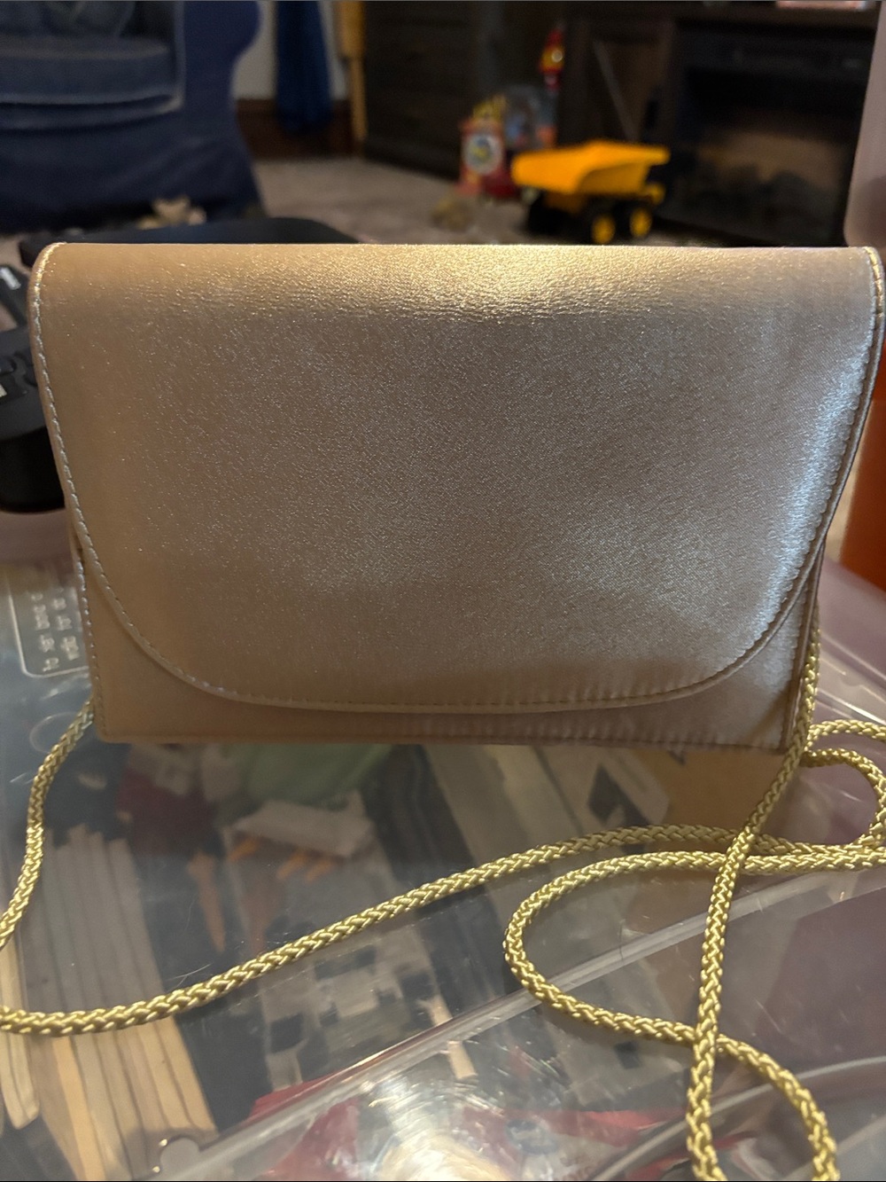 La Regale Gold Metallic Clutch with Chain Strap
